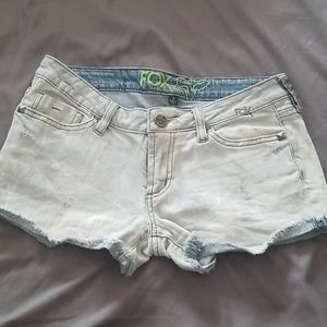 Fox Distressed Light Wash Denim Shorts